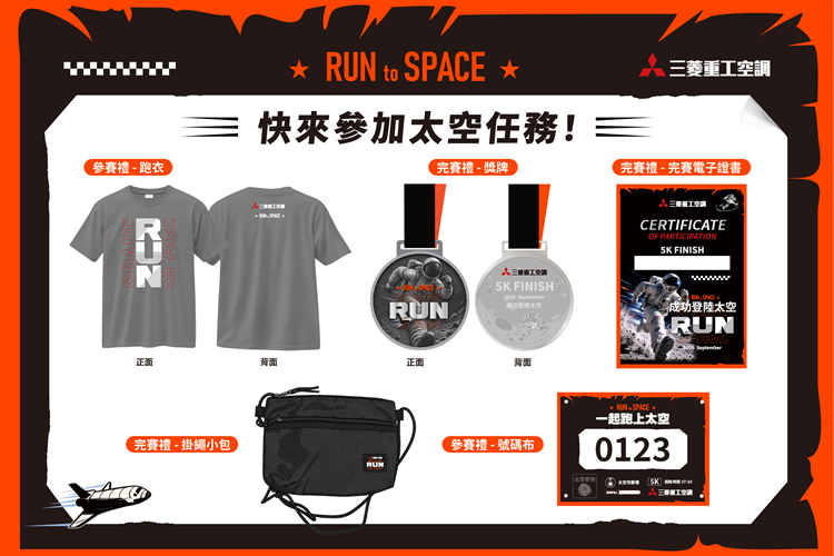 圖二：9月13日成功挑戰完賽三菱重工空調《一起跑上太空》太空任務路跑即可獲得限定太空任務完賽禮